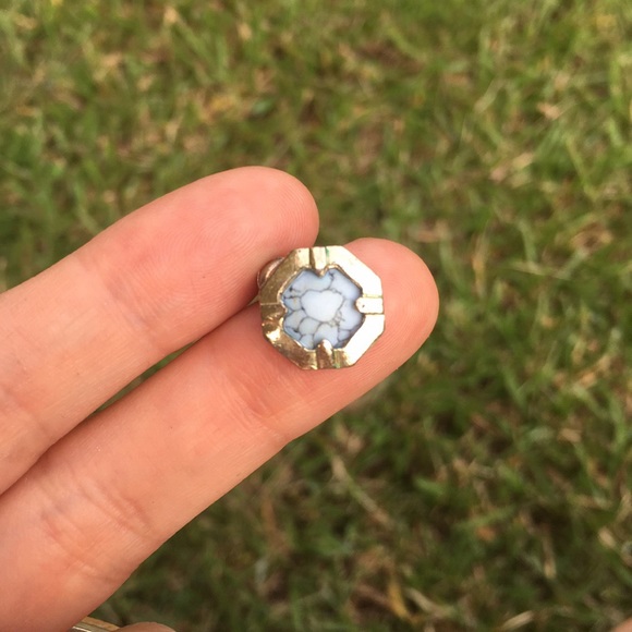 Gold and Turquoise Stud Earrings - Picture 3 of 3